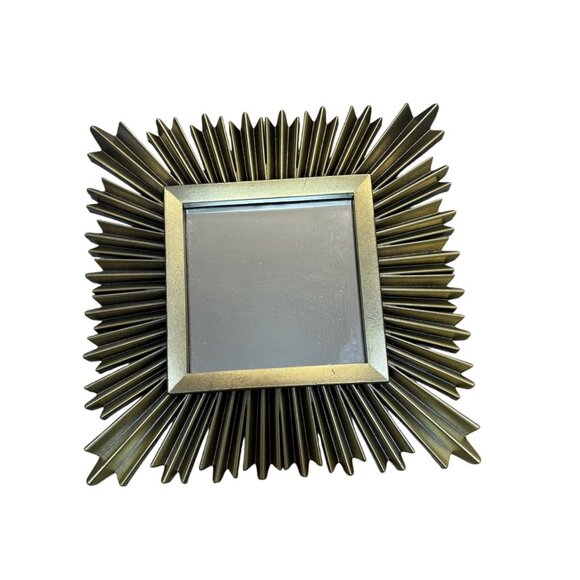 MCM Atomic Style Decorative Mirrors Set of 2 Sun Starburst Brushed Gold Tone 10" - Picture 6 of 11